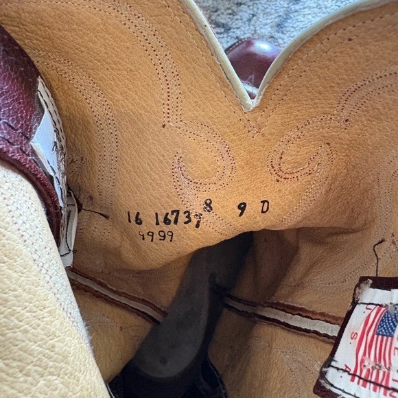 Olathe Brown/Red Leather Cowboy Boots - Picture 7 of 8